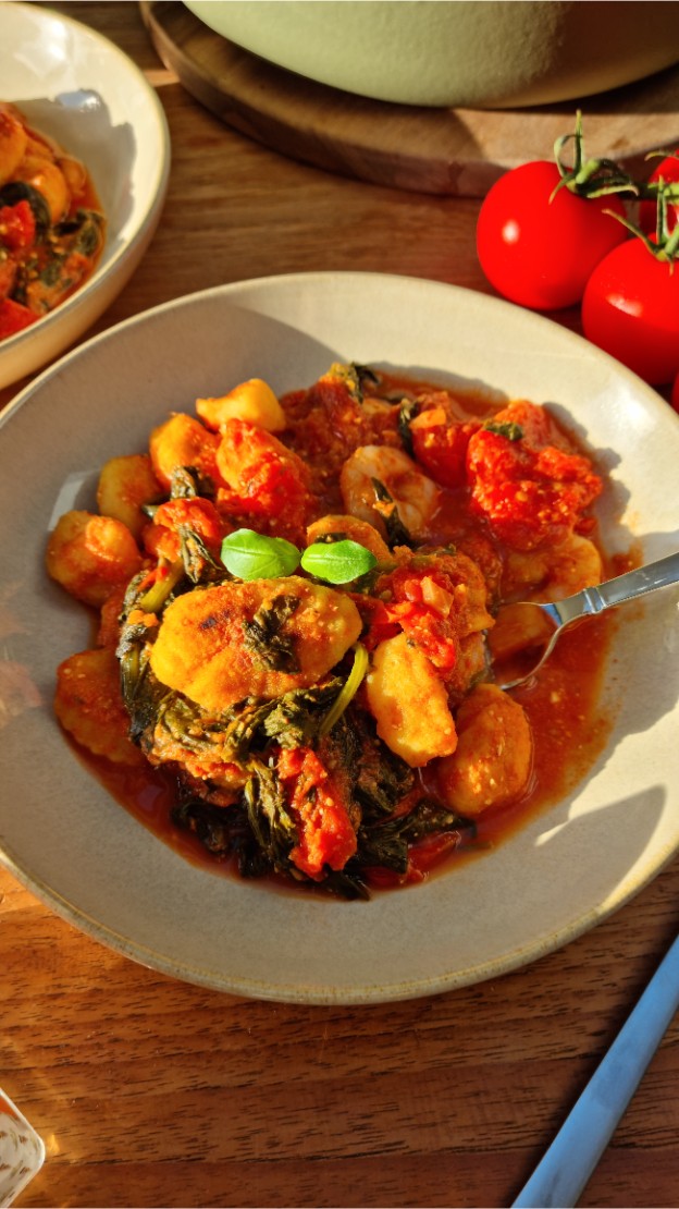 Gnocchi pomodori met garnalen