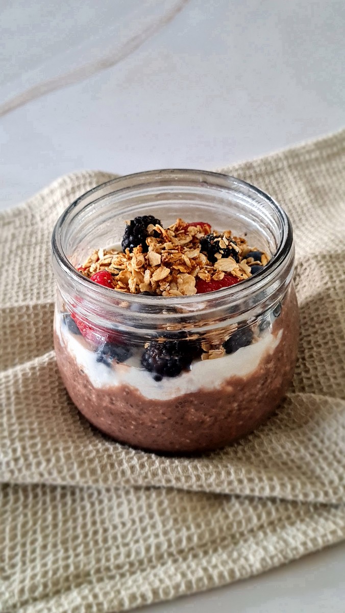 suikervrij ontbijt choco chia pudding