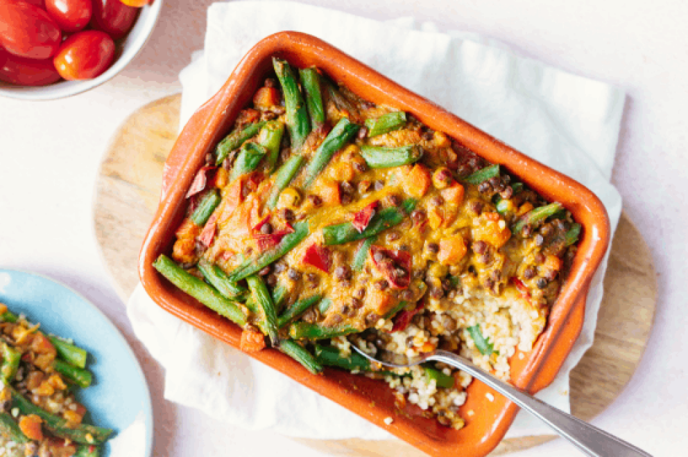 Couscous met sperziebonen uit de oven