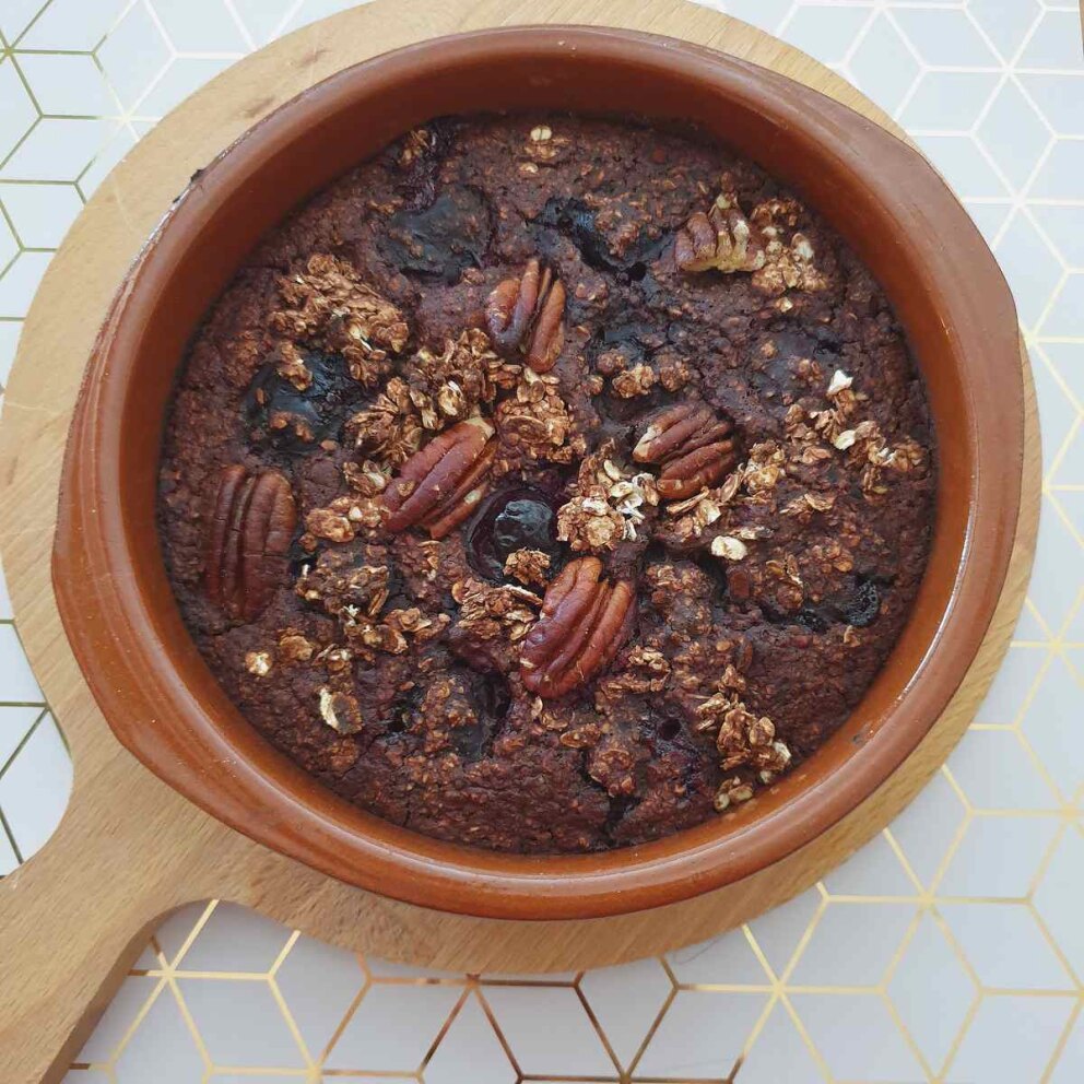 Chocolade kersen havermout uit de oven