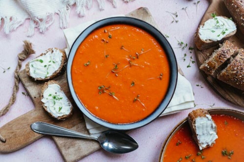 Geroosterde paprika-pompoensoep