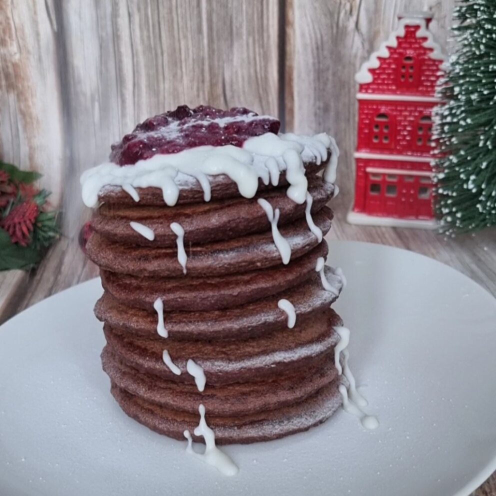 Red velvet pancakes