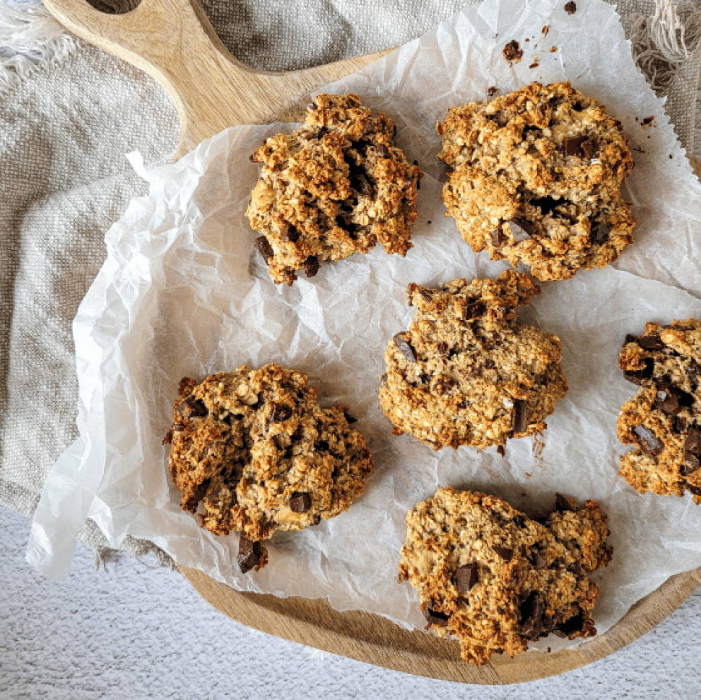 Haverkoeken met pure chocolade en banaan