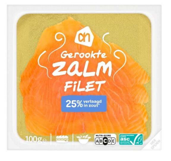 AH gerookte zalm 25% minder zout