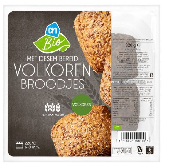 AH biologisch volkoren broodjes met desem bereid