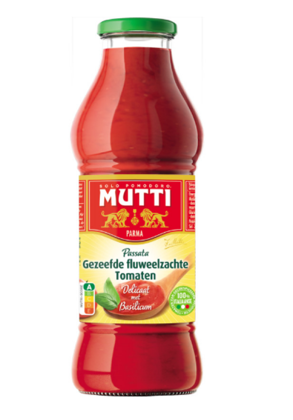 Mutti passata gezeefde tomaten basilicum 